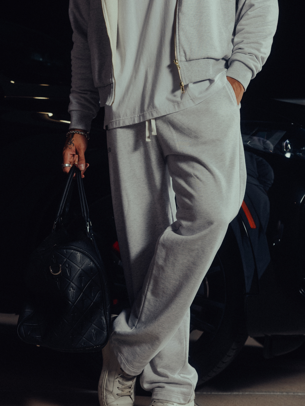 Heritage zip hoodie and sweatpants worn together