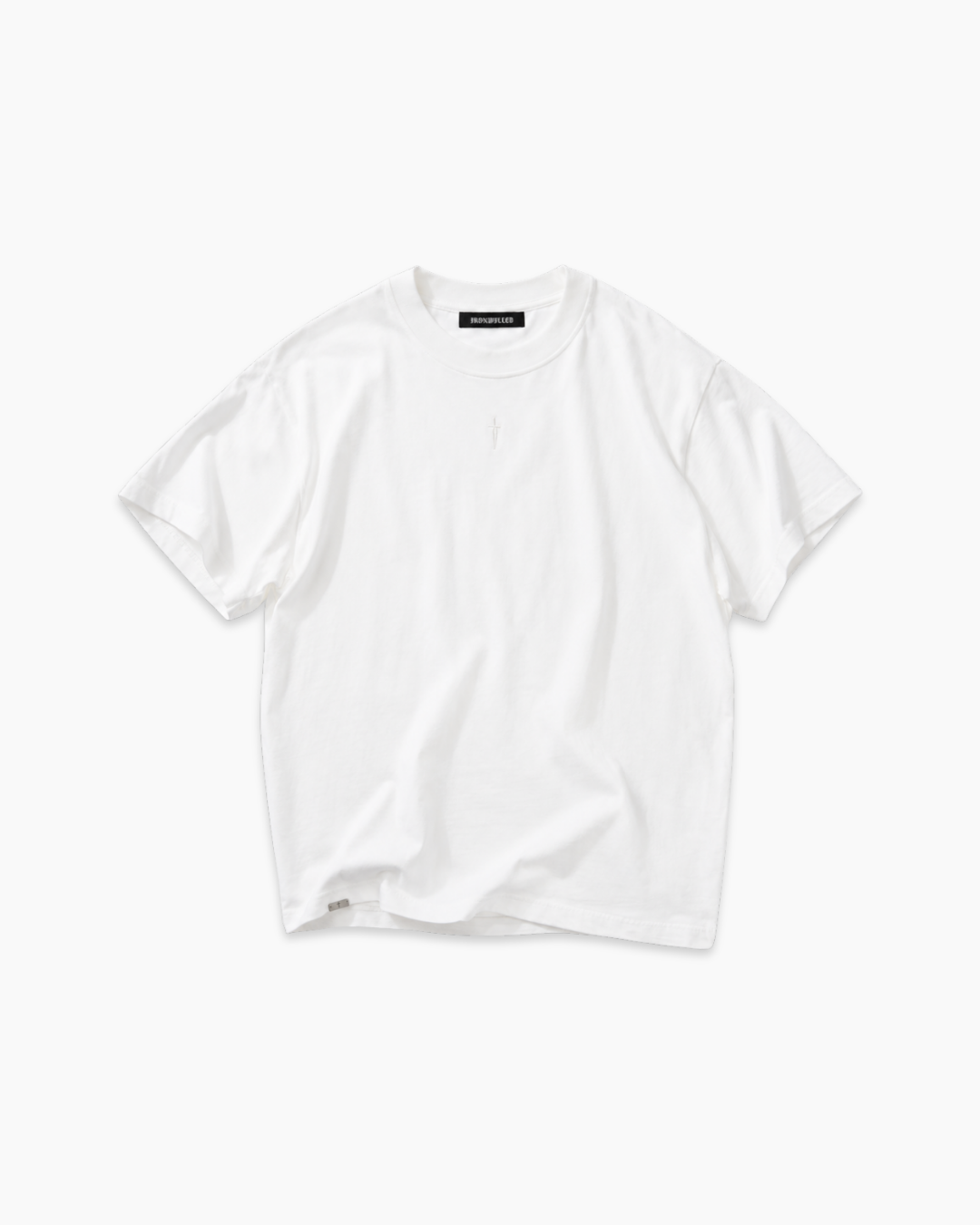 Classic crew tee in white, front view