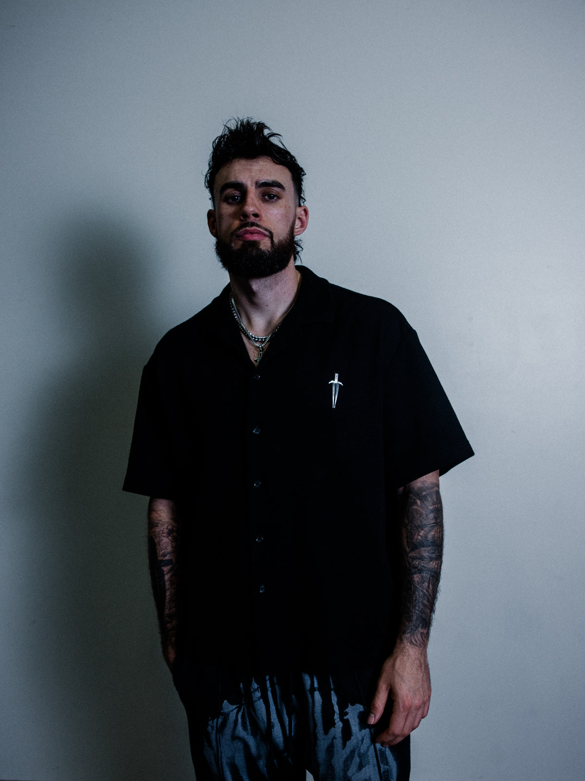 IRONWILLED Chrome Dagger Button-Down - Black
