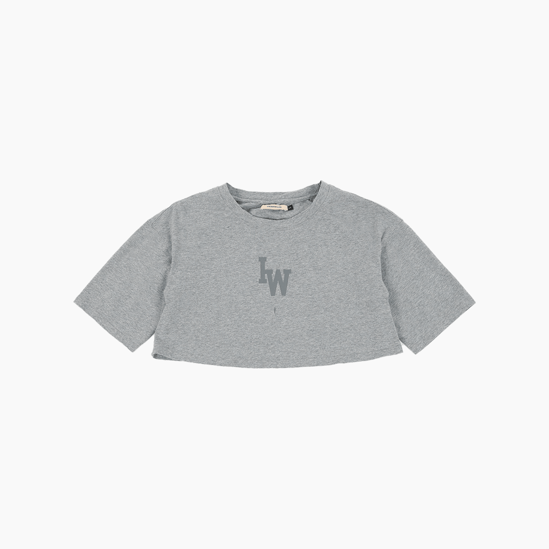 WOMEN'S COLLEGIATE IW OVERSIZED CROP TOP - GREY - IRONWILLED