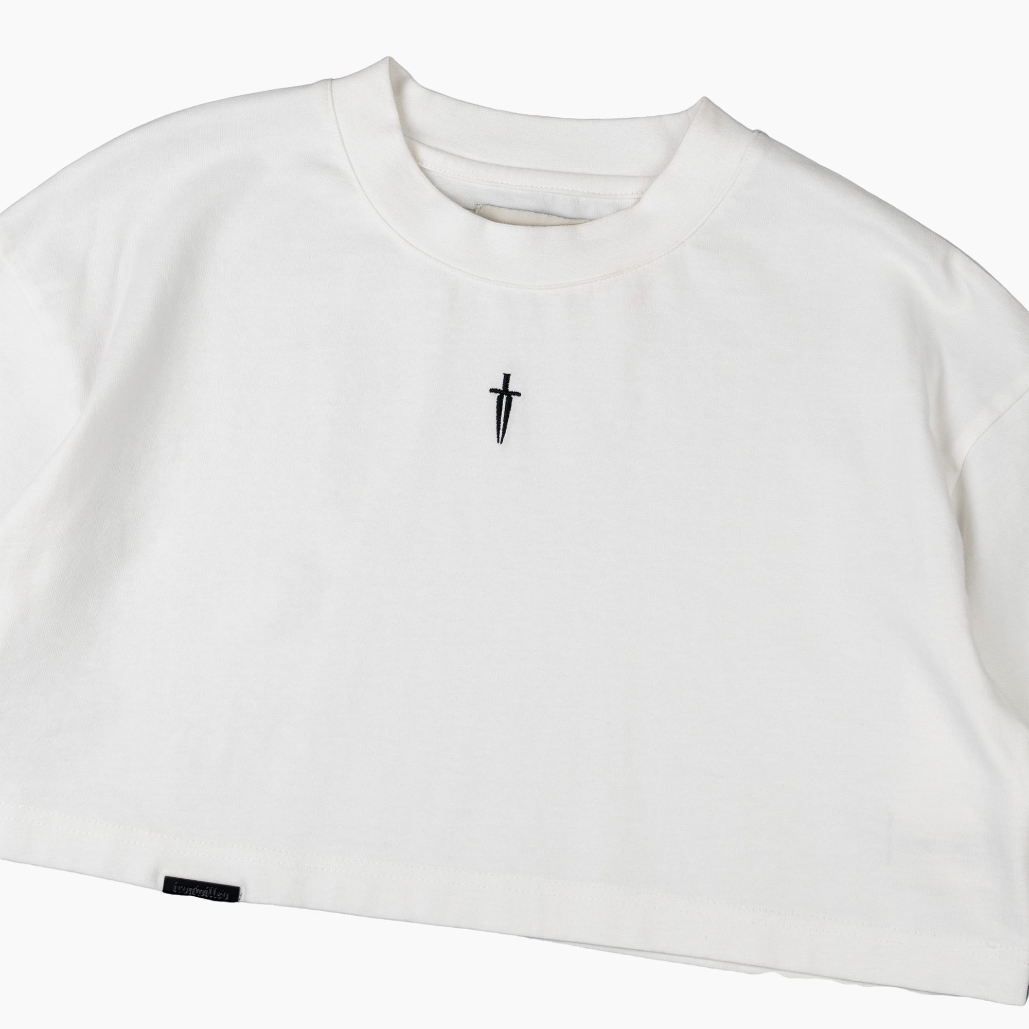 WOMEN'S OVERSIZED DAGGER CROP TOP - WHITE