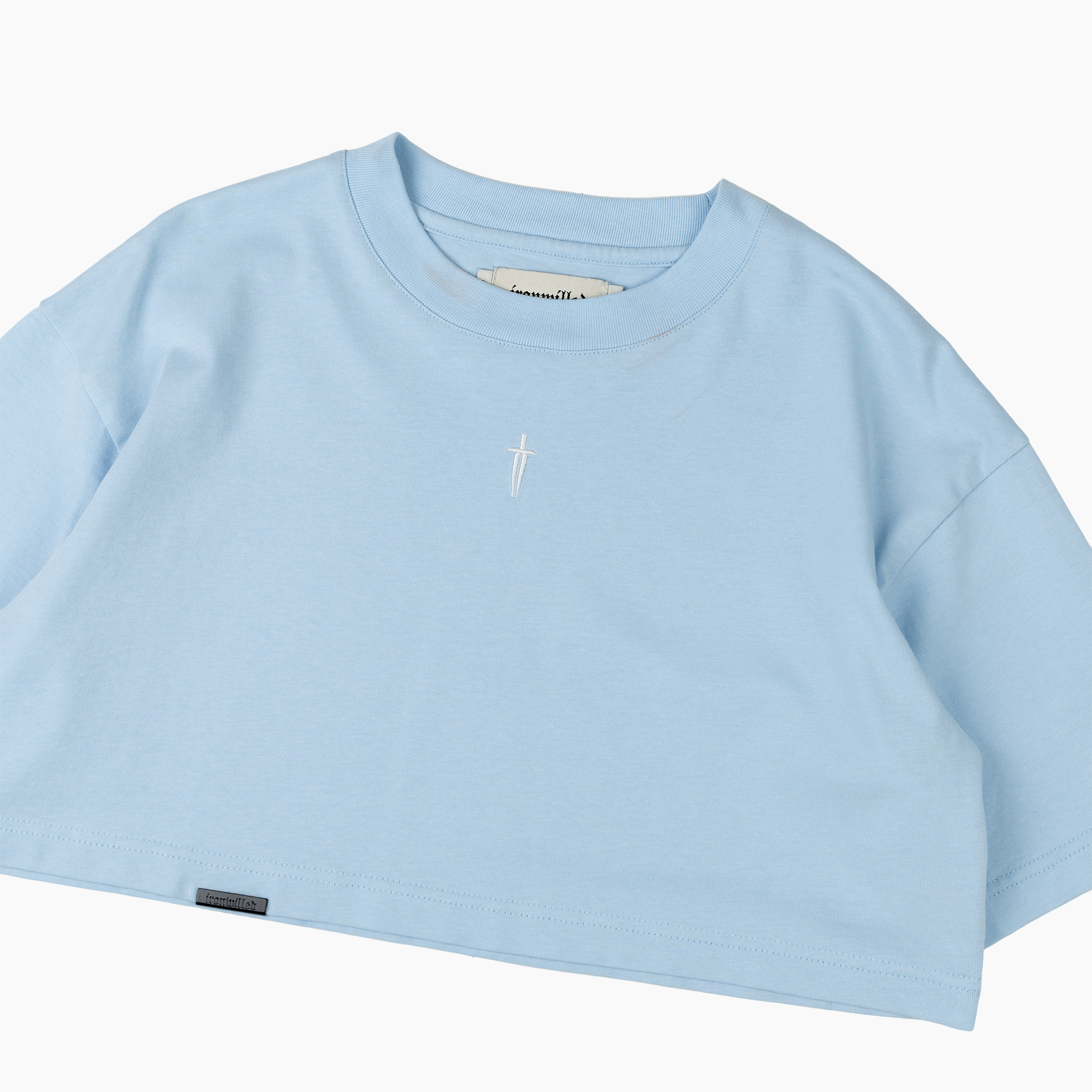 WOMEN'S OVERSIZED DAGGER CROP TOP - CAROLINA BLUE