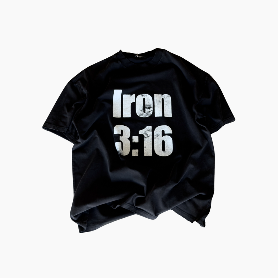 IRON 3:16 TEE - [VINTAGE BLACK]