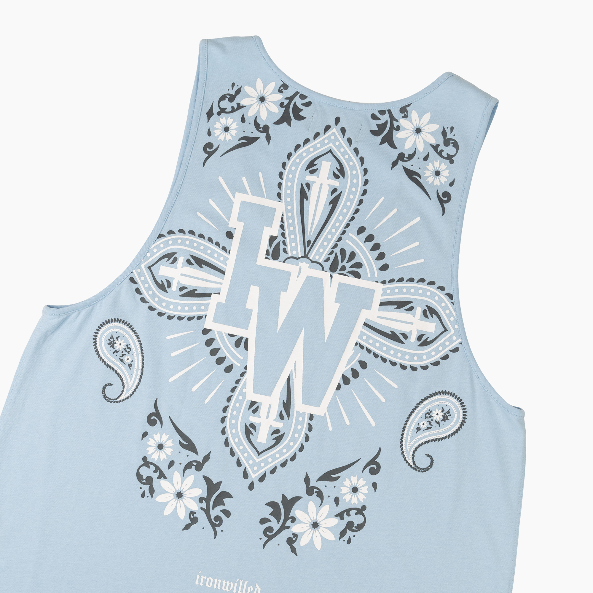 PAISLEY OVERSIZED SCOOP TANK - CAROLINA BLUE