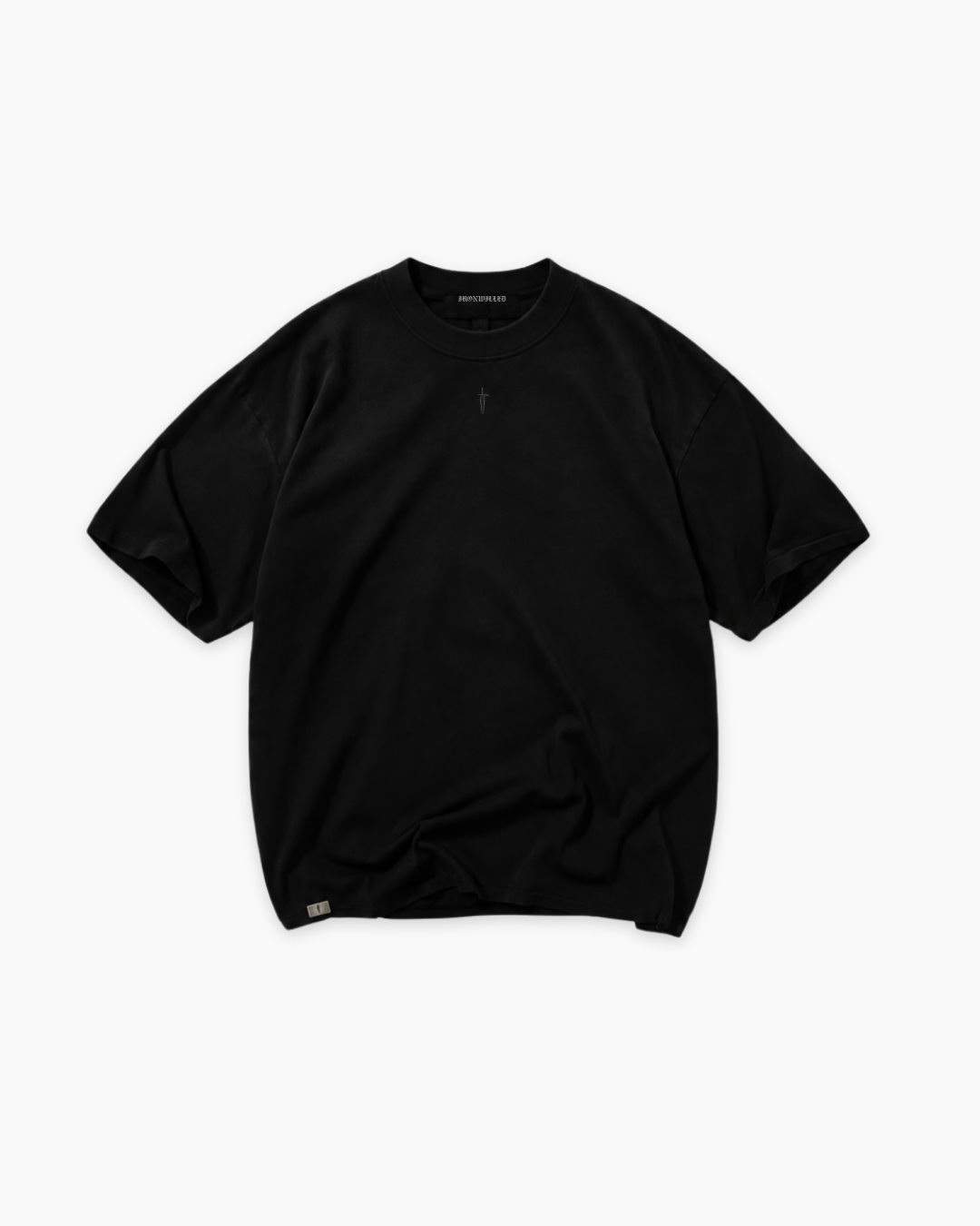 Classic crew tee in black, front view