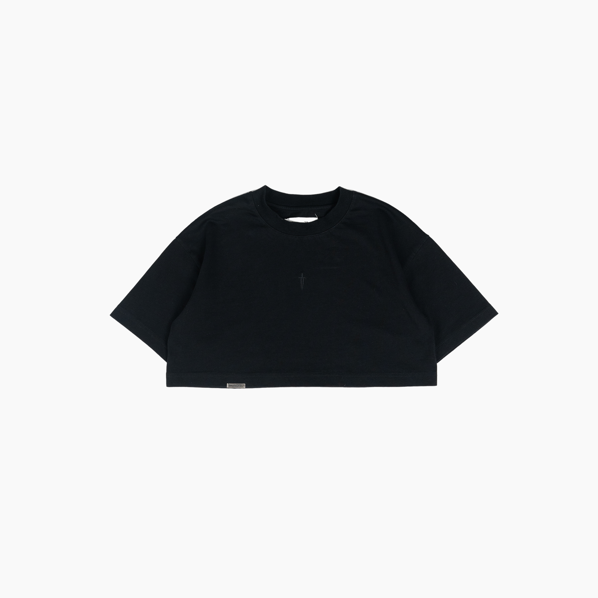WOMEN'S STAPLE OVERSIZED CROP TOP - BLACK
