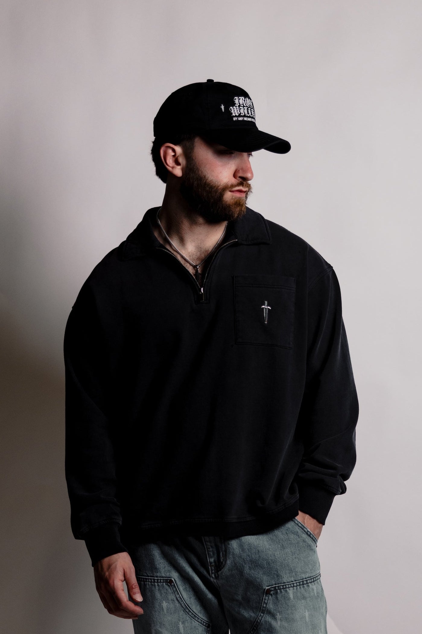DAGGER QUARTER ZIP - [VINTAGE BLACK]