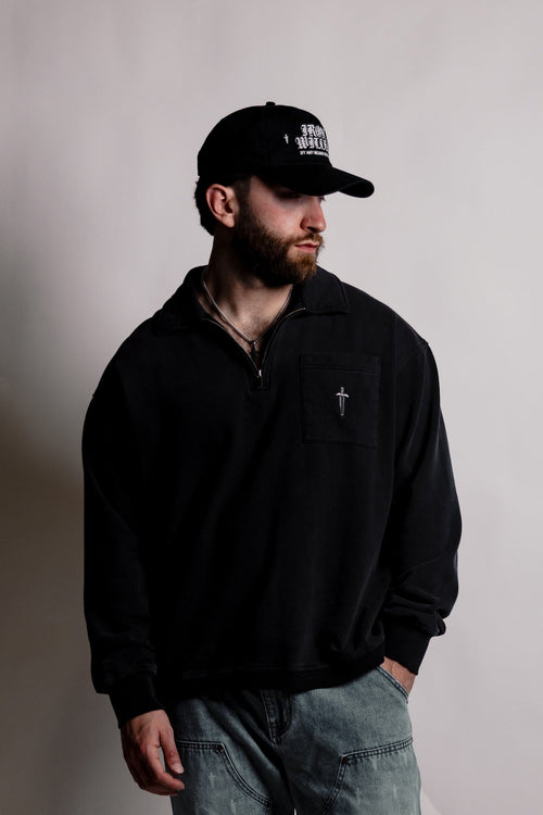 DAGGER QUARTER ZIP - [VINTAGE BLACK]