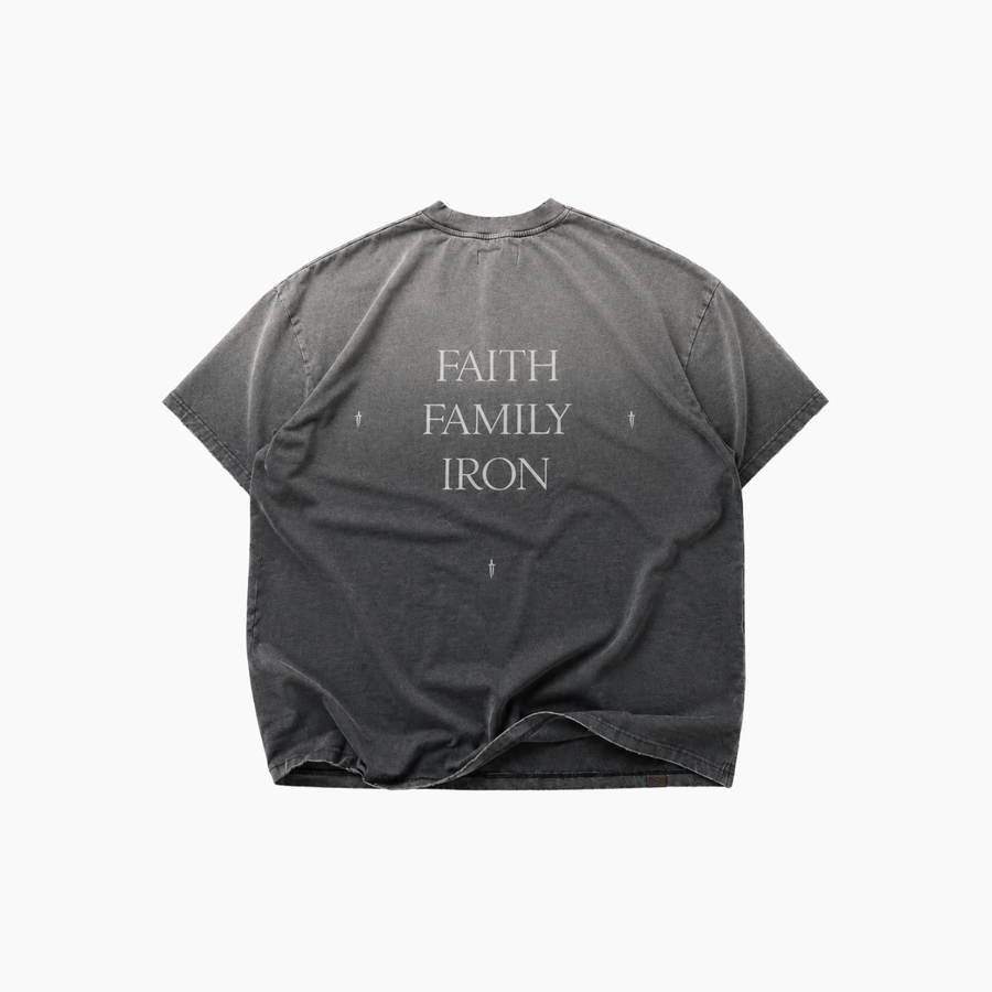 FAITH, FAMILY, IRON TEE - [AGED GREY]