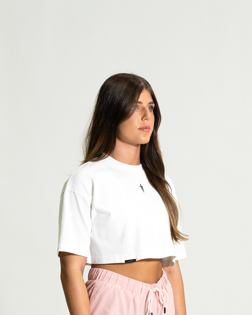 WOMEN'S OVERSIZED DAGGER CROP TOP - WHITE
