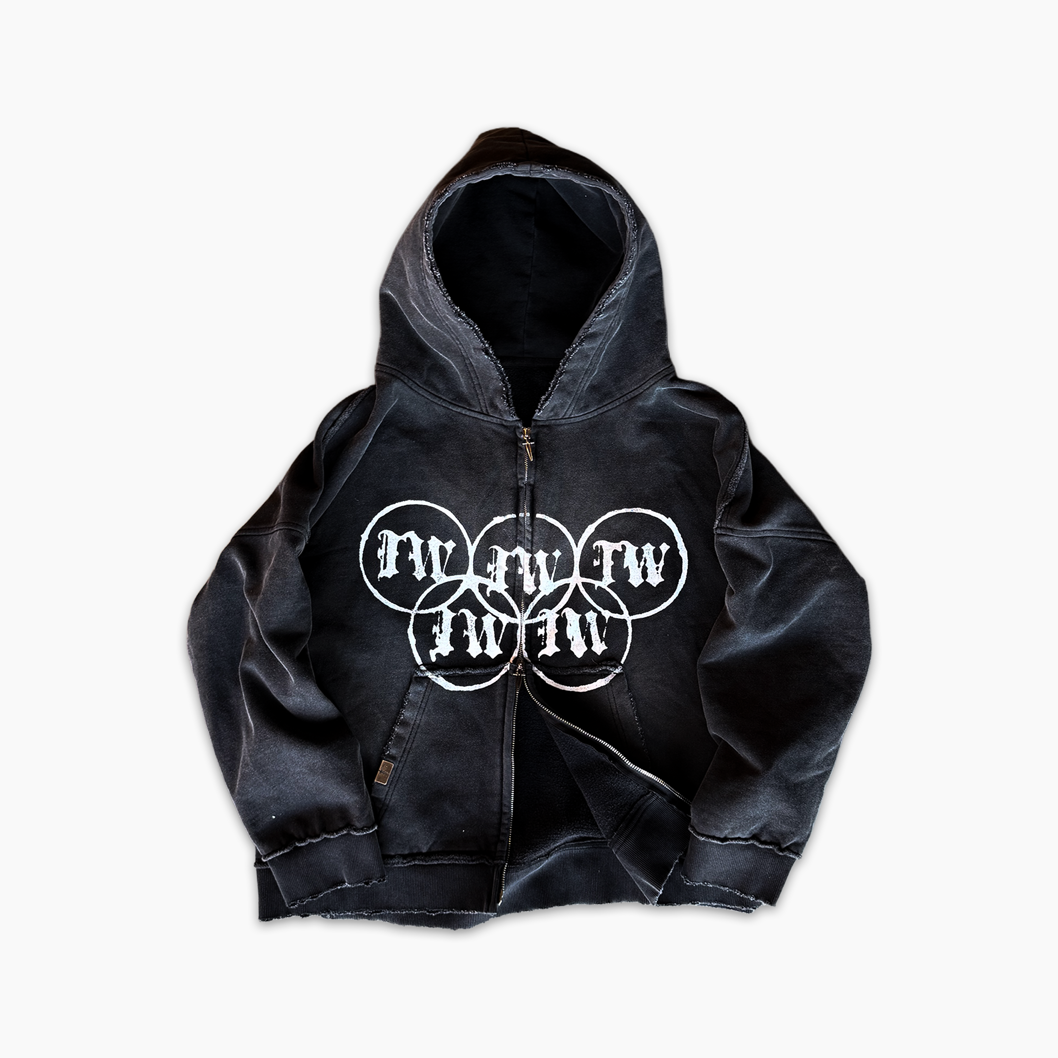 RINGS ZIP HOODIE - [VINTAGE BLACK]