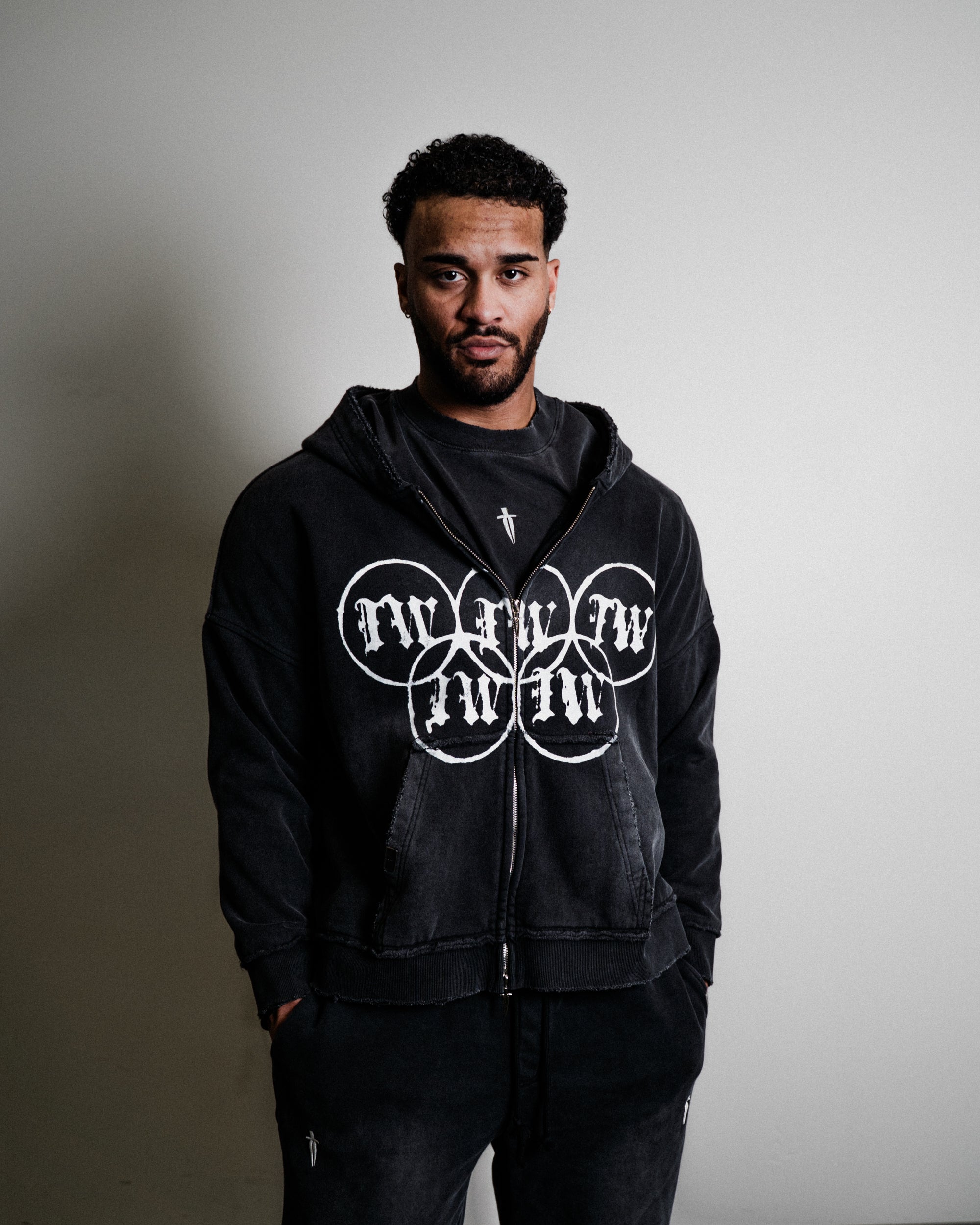 RINGS ZIP HOODIE - [VINTAGE BLACK]