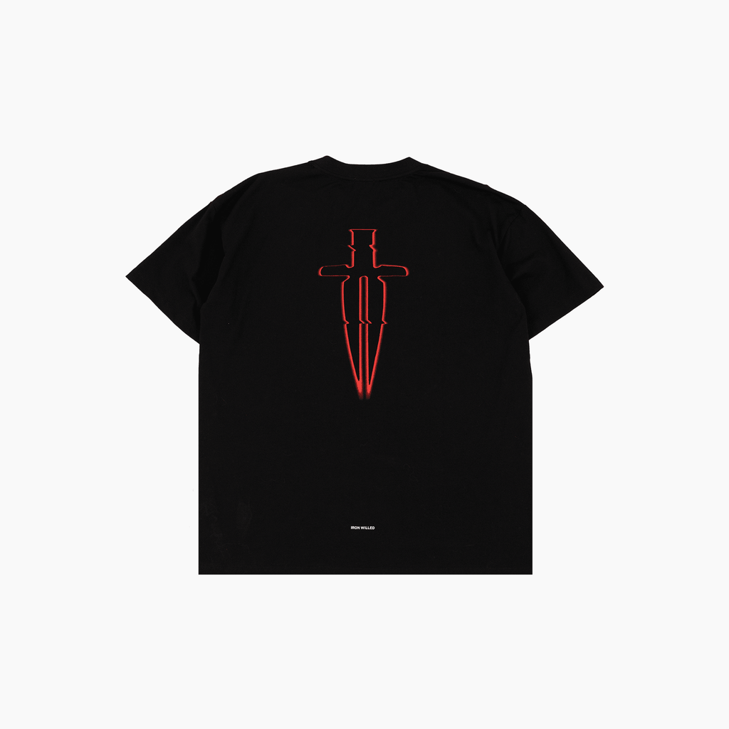 GLITCH DAGGER TEE (RED) - FADED BLACK - IRONWILLED
