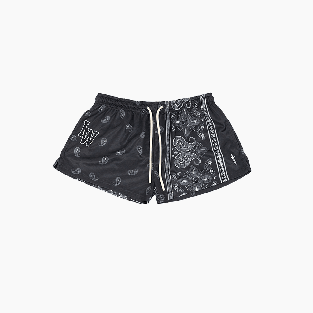 WOMEN'S PAISLEY MESH SHORT - BLACK – IRONWILLED WOMEN'S PAISLEY MESH SHORT - BLACK – IRONWILLED