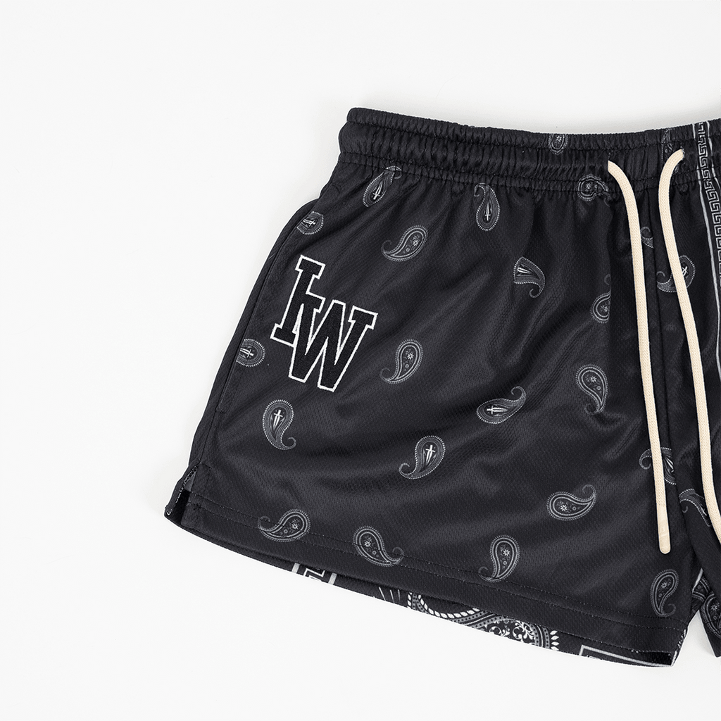 WOMEN'S PAISLEY MESH SHORT - BLACK - IRONWILLED