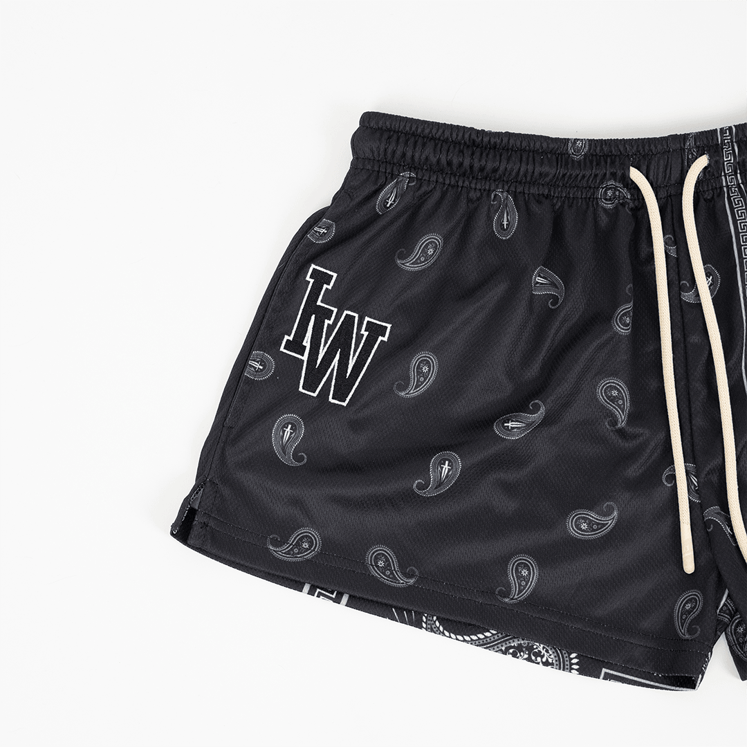 WOMEN'S PAISLEY MESH SHORT - BLACK - IRONWILLED